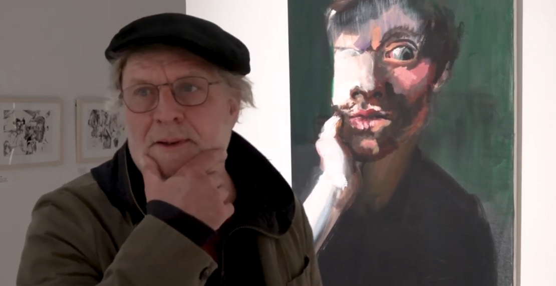 Rainer Fetting vor einem seiner Gemälde aus der Ausstellung "Here are the lemons". 