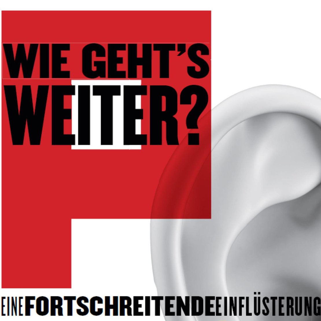 Plakat des Audio-Walks "Eine fortschreitende Einflüsterung" der Theaterwerkstatt Pilkentafel.