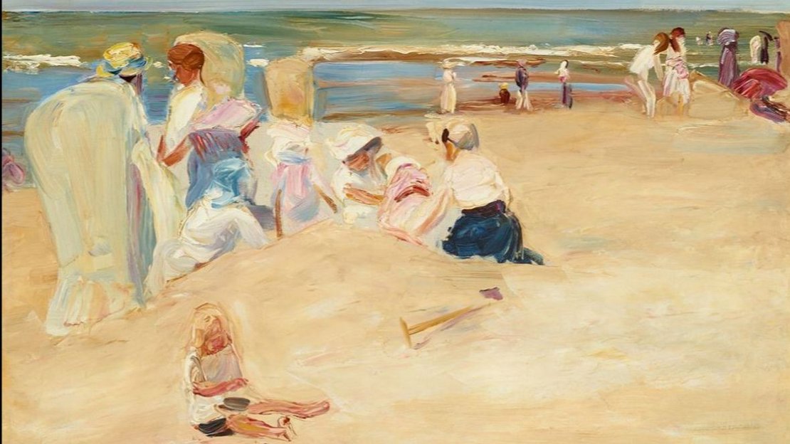 Das Bild zeigt das Gemälde "An der See - Strandbild" von Max Liebermann aus dem Jahr 1911.